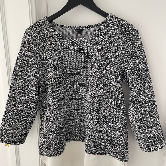 Ann Taylor Sweater, size medium, boule with blouse material on bottom. - Picture 2 of 2